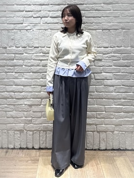 「OPAQUE.CLIP（オペークドットクリップ）の【2WAY】ボールチェーンミニショルダー（ショルダーバッグ、イエロー系）」を使った、 wakanaさん（レディース・158cm）の春コーディネート