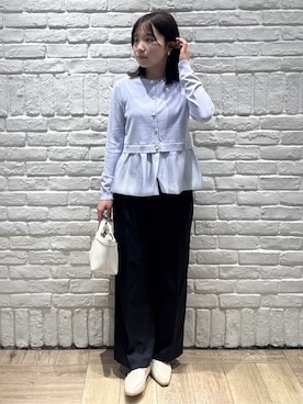 「index（インデックス）のストレッチワイドストレートパンツ/セットアップ対応【洗濯機OK/吸水速乾】（その他パンツ、ブラック系）」を使った、 wakanaさん（レディース・158cm）の春コーディネート