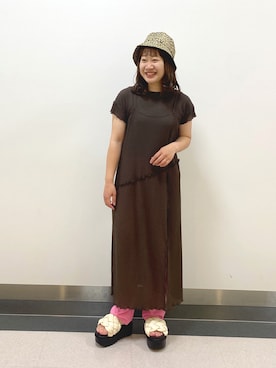 「2wayワンピース」｜「アイテム（サンダル）」を使った、Nanaさん（レディース・155cm）の春コーディネート