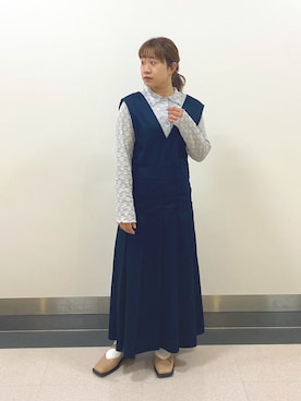 「イエベ」｜「アイテム（ジャンパースカート）」を使った、Nanaさん（レディース・155cm）の夏コーディネート