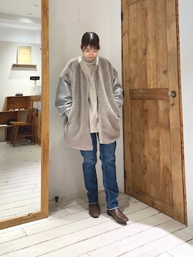 「アイテム（ミリタリージャケット）」を使った、Honokaさん（レディース・157cm・20代）の冬コーディネート