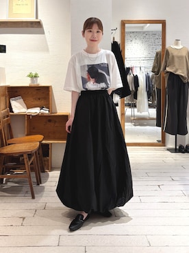 「PUAL CE CIN（ピュアルセシン）のレディーフォトプリントTシャツ（Tシャツ/カットソー、ホワイト系）」を使った、Honokaさん（レディース・157cm）の夏コーディネート