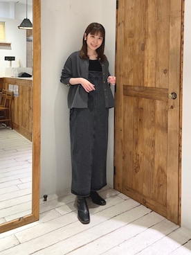 「重ね着ベストシーズン」｜「アイテム（ジャンパースカート）」を使った、Honokaさん（レディース・157cm）の秋コーディネート