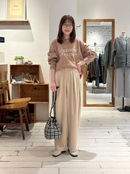 セール】【M/Lサイズ展開】ツータック起毛スラックスパンツ