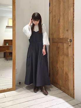 「襟付きトップス」｜「アイテム（ワンピース/ドレス）」を使った、Honokaさん（レディース・157cm）の春コーディネート