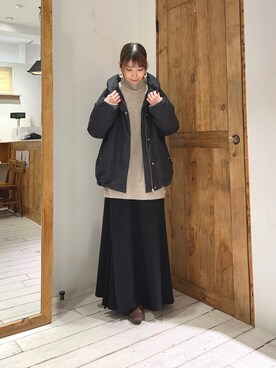 「ゆるニット」｜「アイテム（ダウンジャケット/コート）」を使った、Honokaさん（レディース・157cm）の冬コーディネート