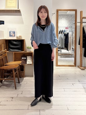 「PUAL CE CIN（ピュアルセシン）の【Du noir】ナロースカート（スカート、ブラック系）」を使った、Honokaさん（レディース・157cm）の春コーディネート