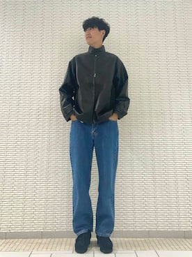 「アイテム（ライダースジャケット）」を使った、ショウゴさん（メンズ・182cm）の秋コーディネート