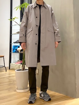 「テーパードパンツ」｜「アイテム（ステンカラーコート）」を使った、ショウゴさん（メンズ・182cm）の冬コーディネート