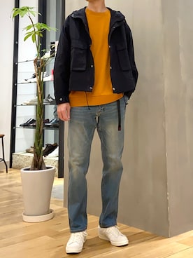 「グラミチ」｜「アイテム（マウンテンパーカー）」を使った、ショウゴさん（メンズ・182cm）の冬コーディネート