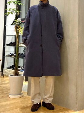 「秋トレンド2021」｜「アイテム（ステンカラーコート）」を使った、ショウゴさん（メンズ・182cm）の秋コーディネート