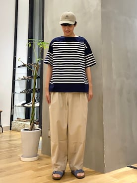 「バルーンパンツ」｜「アイテム（サンダル）」を使った、ショウゴさん（メンズ・182cm）の夏コーディネート