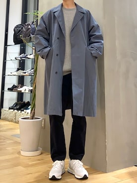 「コーデュロイパンツ」｜「アイテム（ステンカラーコート）」を使った、ショウゴさん（メンズ・182cm）の春コーディネート