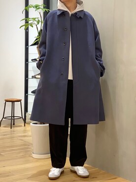 「ジャーマントレーナー」｜「アイテム（ステンカラーコート）」を使った、ショウゴさん（メンズ・182cm）の秋コーディネート
