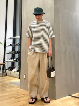 「BURLAP OUTFITTER（バーラップアウトフィッター）のアイテム（ショルダーバッグ）」を使った、ショウゴさん（メンズ・182cm）の夏コーディネート