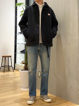 「DANTON（ダントン）のアイテム（ブルゾン）」を使った、ショウゴさん（メンズ・182cm）の冬コーディネート