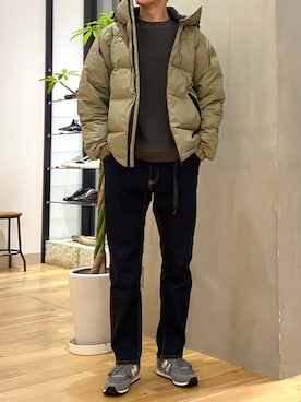 「グラミチ」｜「アイテム（ダウンジャケット/コート）」を使った、ショウゴさん（メンズ・182cm）の冬コーディネート