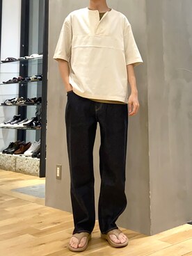 「Tシャツ」｜「アイテム（トップス、ゴールド系）」を使った、ショウゴさん（メンズ・182cm）の夏コーディネート