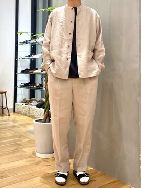 「サンダルに靴下」｜「アイテム（カバーオール）」を使った、ショウゴさん（メンズ・182cm）の春コーディネート