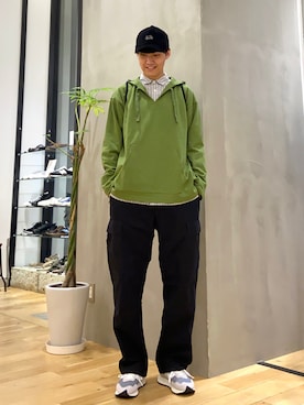 「FRUIT OF THE LOOM（フルーツオブザルーム）のアイテム（帽子）」を使った、ショウゴさん（メンズ・182cm）の秋コーディネート