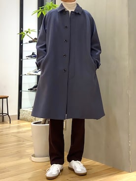 「ジャーマントレーナー」｜「アイテム（ステンカラーコート）」を使った、ショウゴさん（メンズ・182cm）の冬コーディネート