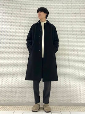 「アイテム（ステンカラーコート）」を使った、ショウゴさん（メンズ・182cm）の冬コーディネート
