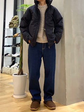 「EKAL（エカル）のアイテム（ダウンジャケット/コート）」を使った、ショウゴさん（メンズ・182cm）の秋コーディネート