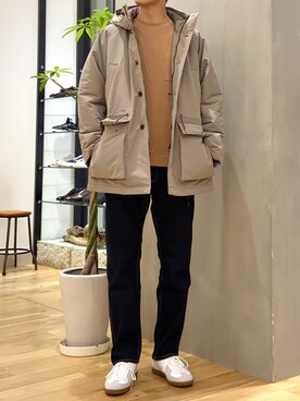 「グラミチ」｜「アイテム（ダウンジャケット/コート）」を使った、ショウゴさん（メンズ・182cm）の冬コーディネート
