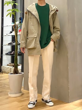 「Wrangler」｜「アイテム（マウンテンパーカー）」を使った、ショウゴさん（メンズ・182cm）の冬コーディネート