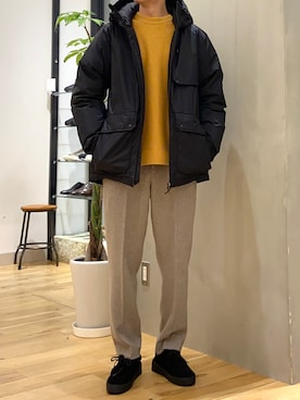 「EKAL（エカル）のアイテム（ダウンジャケット/コート）」を使った、ショウゴさん（メンズ・182cm）の冬コーディネート