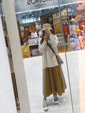 「MUJI」｜「アイテム（帽子）」を使った、yok1_21💫さん（レディース・160cm）の春コーディネート