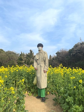 「soerte（ソエルテ）のアイテム（トレンチコート）」を使った、Ryoheiさん（メンズ・185cm）の春コーディネート