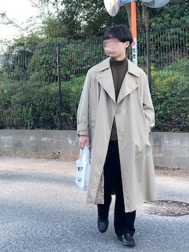 「コーデュロイパンツ」｜「アイテム（トレンチコート）」を使った、いっせいさん（メンズ・170cm）の秋コーディネート