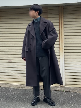 「Steven Alan」｜「アイテム（チェスターコート）」を使った、いっせいさん（メンズ・170cm）の冬コーディネート