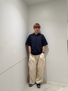 「SENSE OF PLACE by URBAN RESEARCH(センスオブプレイスバイアーバンリサーチ)の『洗濯可』ドライタッチスキッパーニットTシャツ(ニット/セーター、ブルー系)」を使った、kokiさん(メンズ・181cm)の春コーディネート