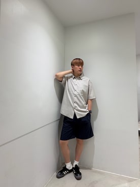 「SENSE OF PLACE by URBAN RESEARCH(センスオブプレイスバイアーバンリサーチ)の『イージーケア/速乾』クイックドライレギュラーカラーショートスリーブシャツ(シャツ/ブラウス、ベージュ系)」を使った、kokiさん(メンズ・181cm)の春コーディネート