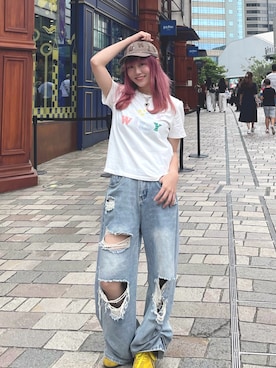 「Wacky WiLLy（ワッキーウィリー）のアイテム」を使った、おめぐさん（レディース・160cm）の夏コーディネート