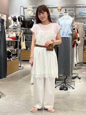 「アイテム（ベルト、イエロー系）」を使った、こるちゃんさん（レディース・158cm）の夏コーディネート