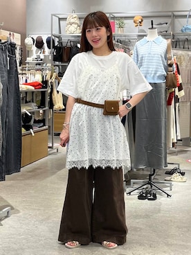 「アイテム（ベルト、イエロー系）」を使った、こるちゃんさん（レディース・158cm）の夏コーディネート