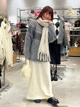 「アイテム（ストール/ショール）」を使った、こるちゃんさん（レディース・158cm）の冬コーディネート