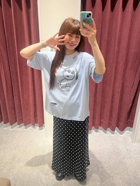 「LOWRYS FARM（ローリーズファーム）のストレッチサテンスカート　 290120（スカート、ブラック系）」を使った、こるちゃんさん（レディース・158cm）の夏コーディネート