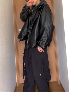 「アイテム（ライダースジャケット）」を使った、youta0226さん（メンズ・167cm）の秋コーディネート