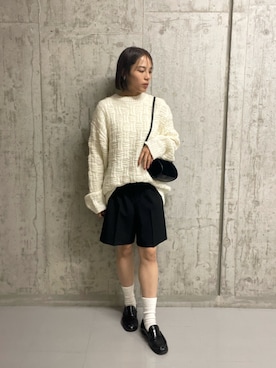 「KBF（ケイビーエフ）のシンプルショートパンツ（その他パンツ）」を使った、kiraraさん（レディース・156cm）の冬コーディネート