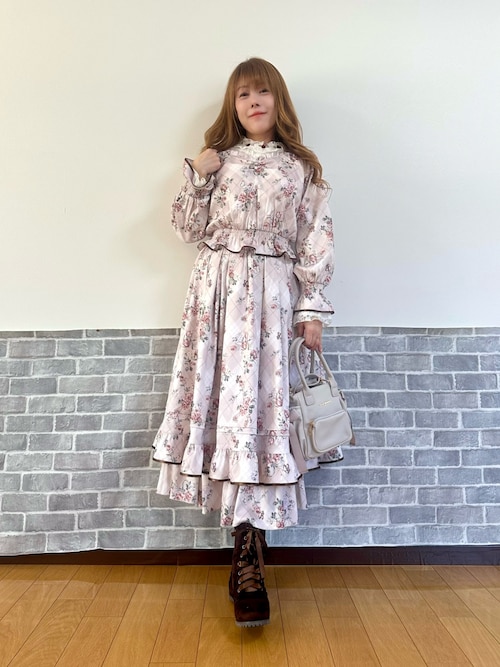 チェック×フラワー柄ブラウス（シャツ/ブラウス）｜axes femme