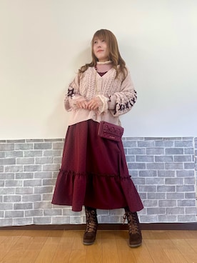 「アイテム（ジャンパースカート）」を使った、まりさん（レディース・157cm）の冬コーディネート