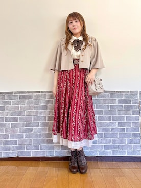 「axes femme（アクシーズファム）のチェーンタイセットブラウス（シャツ/ブラウス、ホワイト系）」を使った、まりさん（レディース・157cm）の春コーディネート