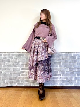 「axes femme（アクシーズファム）のローズ・ステンドグラスＳＫ（スカート）」を使った、まりさん（レディース・157cm）の冬コーディネート