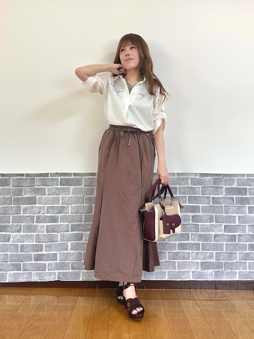 セール】花刺繍スキッパーシャツ（シャツ/ブラウス）｜axes femme