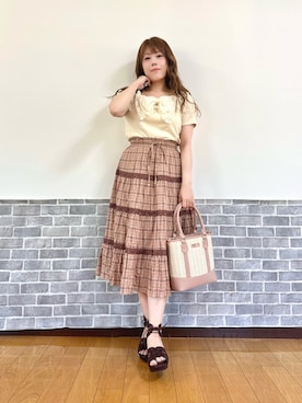 「axes femme（アクシーズファム）のアイテム（キャミソール）」を使った、まりさん（レディース・157cm）の夏コーディネート