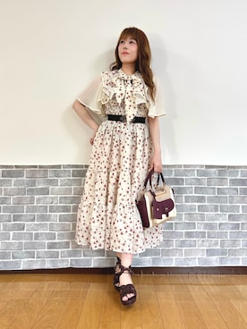 「小花柄」｜まりさん（レディース・157cm）の夏コーディネート